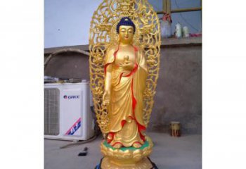 如來佛神像廠家 寺廟銅雕 彩繪銅像定做