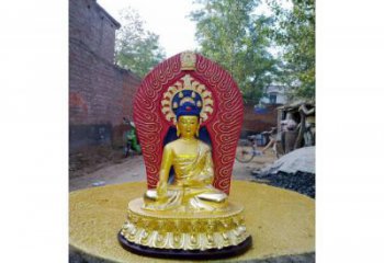 佛堂如來佛神像廠家 彩繪家居銅像 黃銅材質(zhì)銅雕