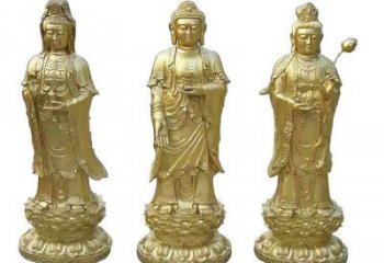 提供西方三圣銅佛像，仿古神像，大型銅佛像加工